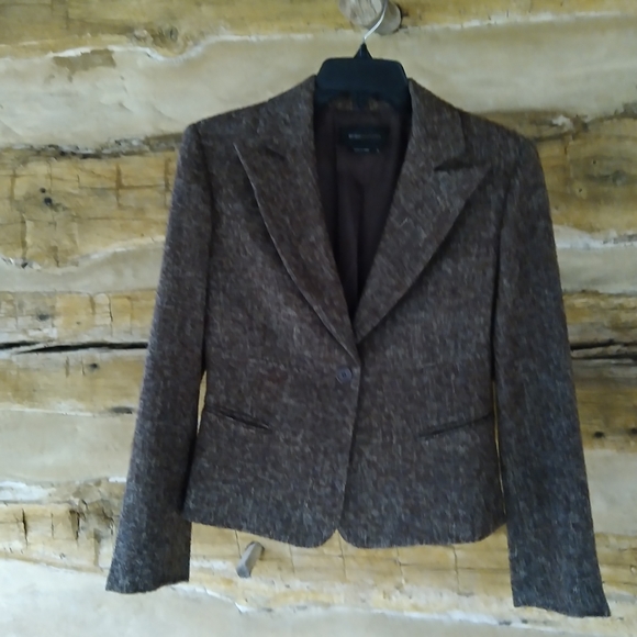 BCBGMaxAzria Jackets & Blazers - BCBGMAXAZRIA Brown Tweed Wool Blend Blazer Size Small